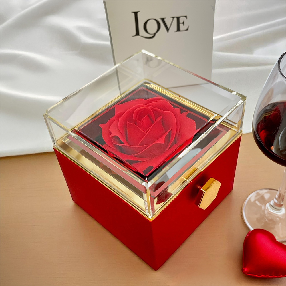 Eternal Bond – Love Knot Necklace with Rotating Rose Gift Box