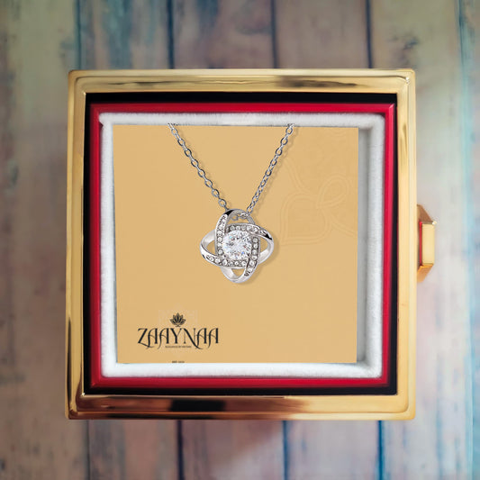Eternal Bond – Love Knot Necklace with Rotating Rose Gift Box